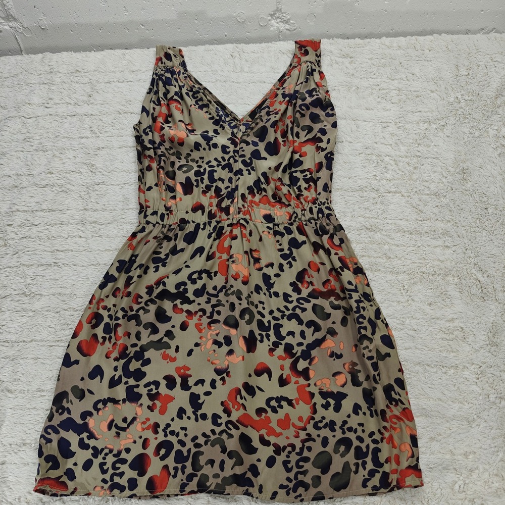 Aqua Silk‎ Animal Print Dress Womens L Leopard Cheetah Downtown Chic Fit Flare